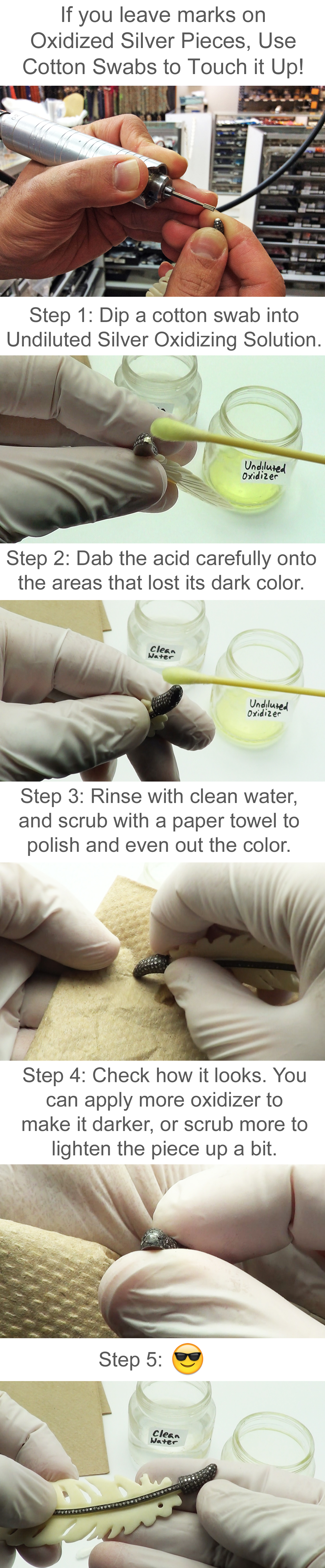 Dip a Cotton Swab into Oxidizing solution and apply only to small areas that need touch ups.