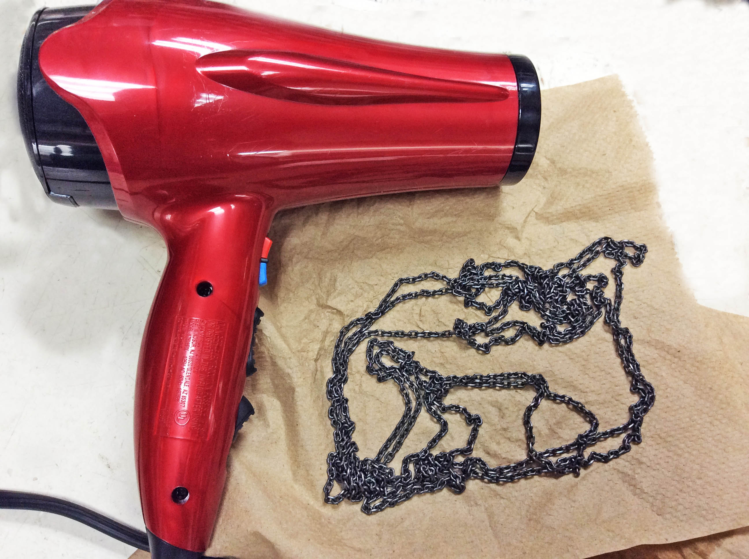 Hair dryers are a quick way to get rid of the excess moisture and water left over from oxidizing.