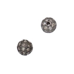 5mm Oxidized Sterling Silver Pave Diamond Round Ball Bead