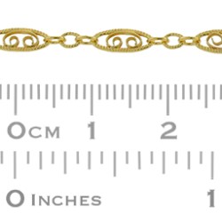 14K Gold Yellow 4x7.5mm Filigree Long and Short Scroll Chain