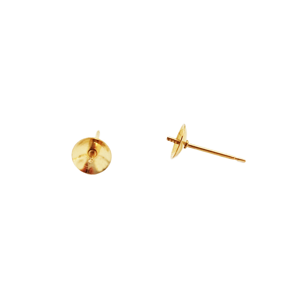 Gold Filled No Jump Ring 4.0mm Pearl Cup Stud Earring with Friction Post