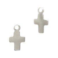 Sterling Silver White 4.4x7mm Cross Charm