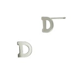 Sterling Silver Block Letter With No Stones Alphabet Initial Stud Earring