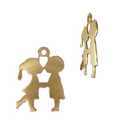 Gold Filled Yellow 12x16mm Kissing Boy and Girl Charm