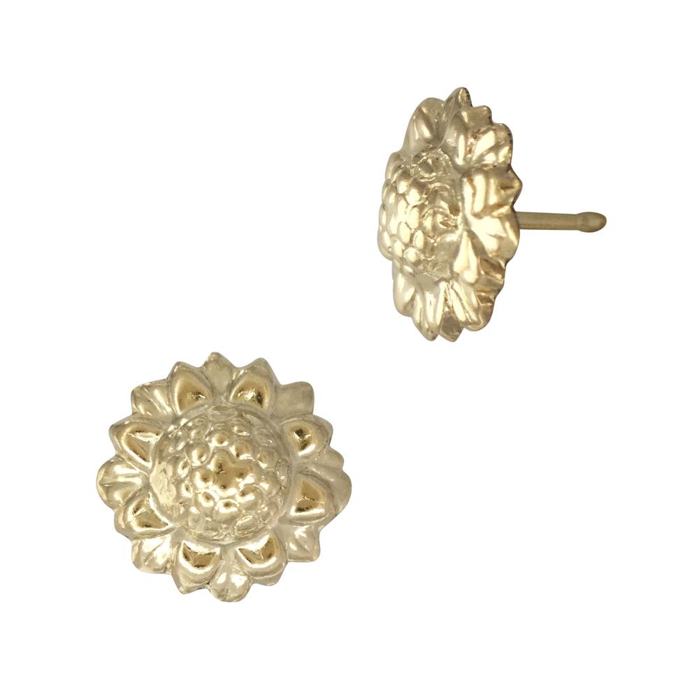 Gold Filled Yellow 9mm Sunflower Stud Earring