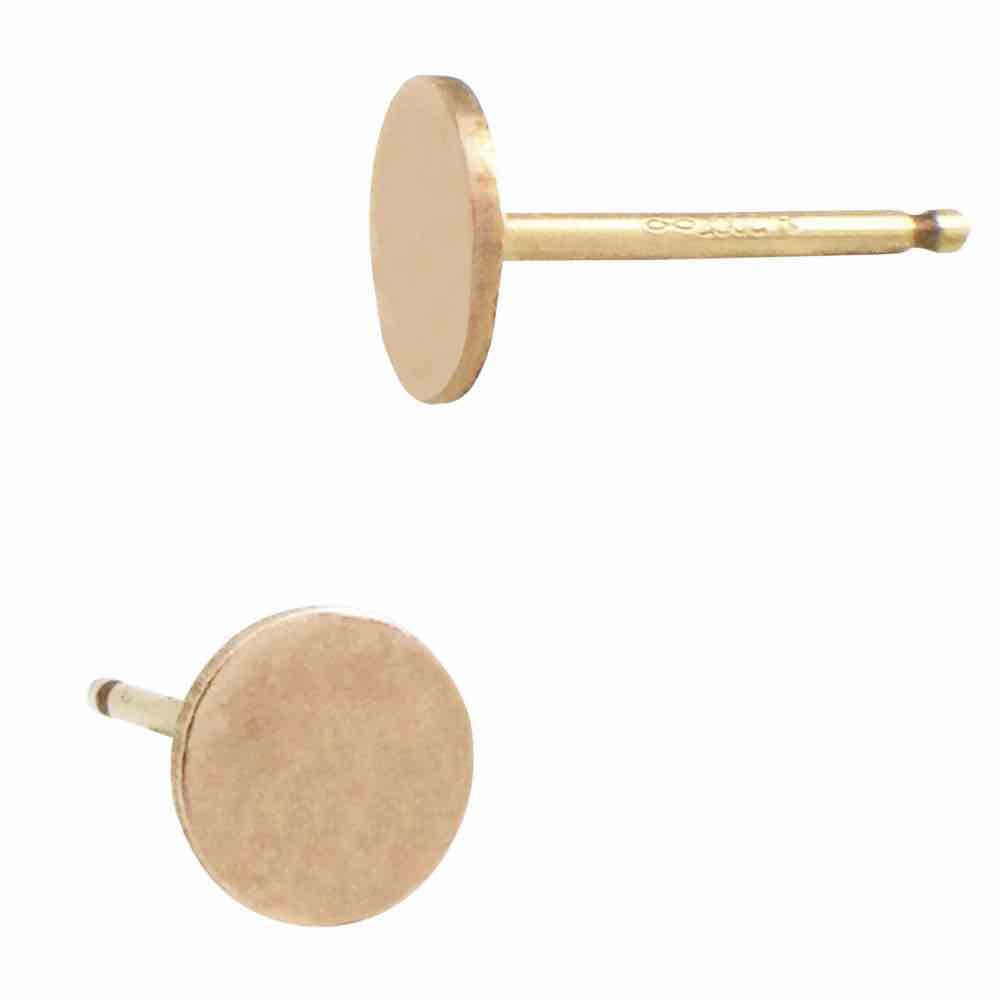 Gold Filled Yellow 4.8mm Flat Round Circle Disc Stud Earring