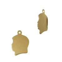 Gold Filled Blank Girl 10x13mm Vintage Style Face Charm