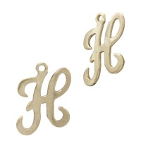 Gold Filled Yellow H Cursive Script Style Letter Charm