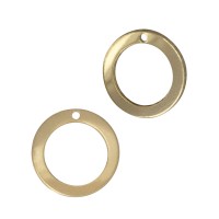 Gold Filled Yellow 10mm Flat Circle Loop Outline Charms with Hole