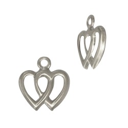10mm Sterling Silver Double Heart Charm