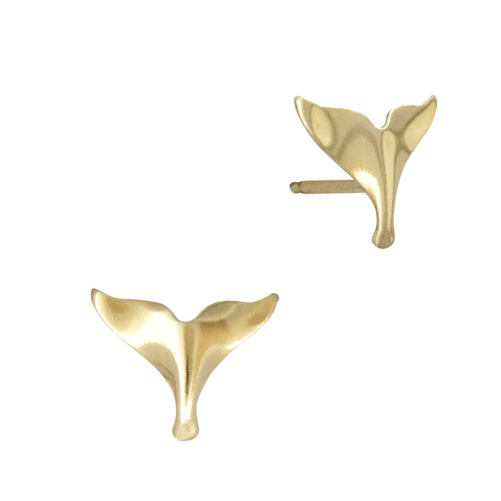 Gold Filled Yellow 10x7.5mm Whale Tail Stud Earring