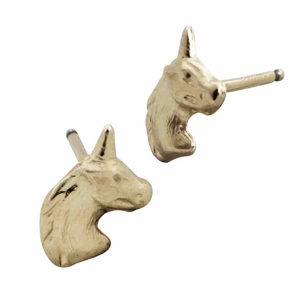 Gold Filled Yellow 6mm Unicorn Stud Earring