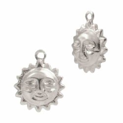 Sterling Silver White 9mm Sun Face Charm
