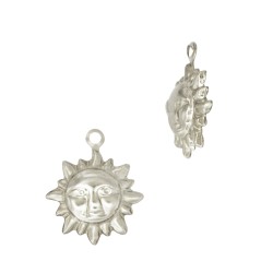 Sterling Silver White 10mm Sun Face Charm