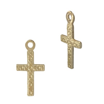 Gold Filled Yellow 8x15mm Cross Charms with Design