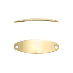14K Gold Yellow 6x19mm Curved Oval Bracelet Blank Connector with Two Holes