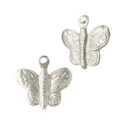 Sterling Silver White 10x11mm Butterfly Charm