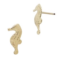 Gold Filled Yellow 11mm Seahorse Stud Earring