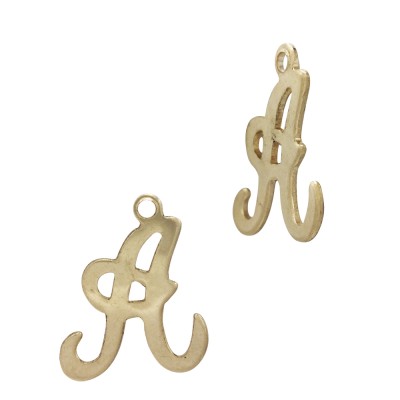 Gold Filled Yellow A Cursive Script Style Letter Charm