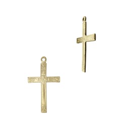 Gold Filled Yellow 15x25mm Cross Charms with Design