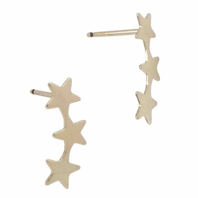Gold Filled Yellow 14mm Triple Star Stud Earring