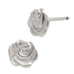 Sterling Silver White 6mm Rose Flower Stud Earring