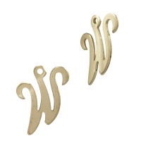 Gold Filled Yellow W Cursive Script Style Letter Charm