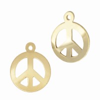 Gold Filled Yellow 11mm Flat Plain Peace Sign Charms