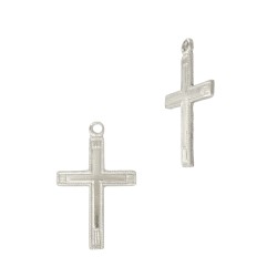 Sterling Silver White 10x16mm Cross Charms with Design