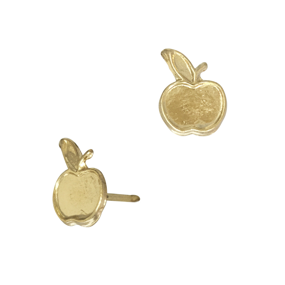 Gold Filled Yellow 6.3x7.8mm Apple Stud Earring