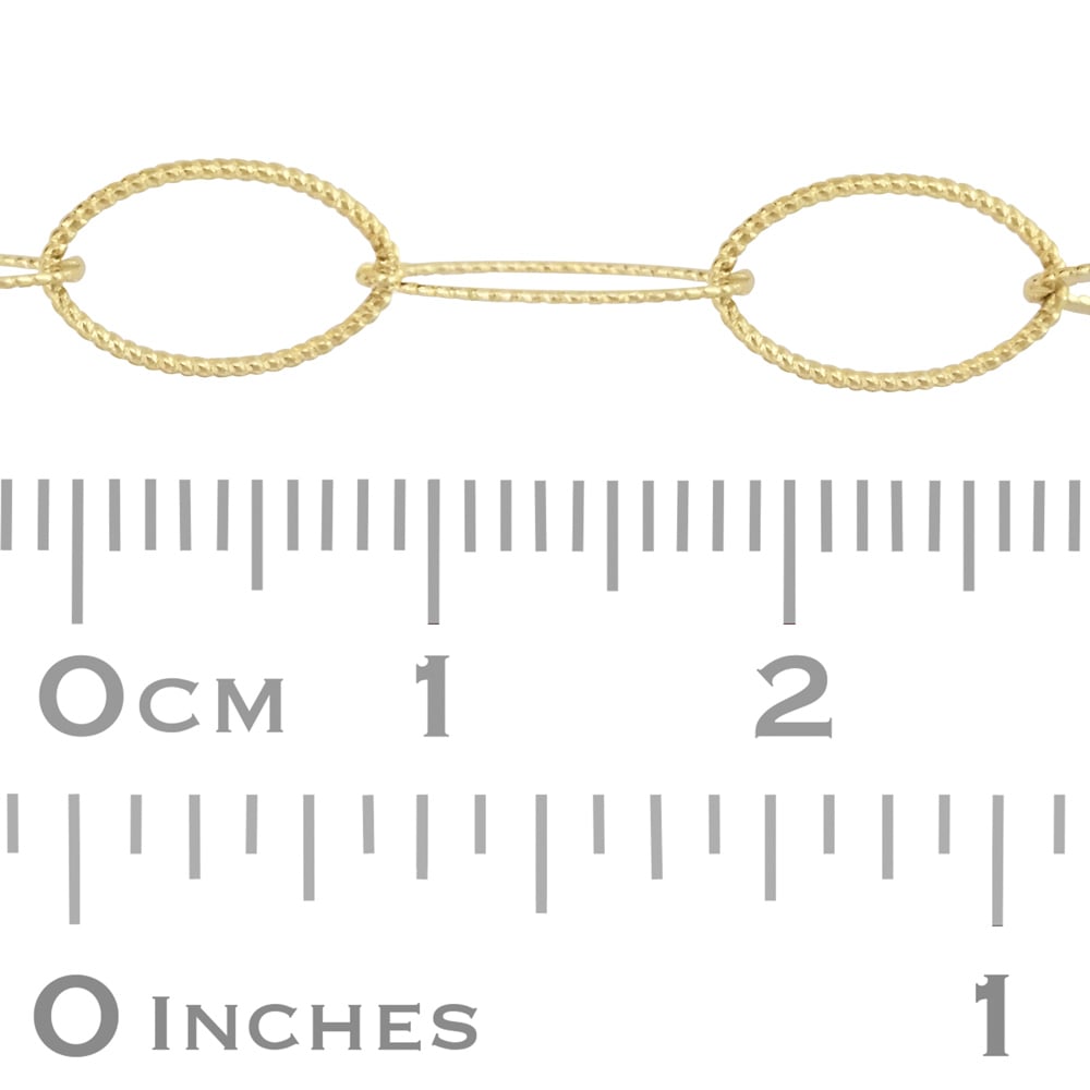 14K Gold Yellow 6x10.5mm 1+1 Flat and Round Alternating Oval Link Chain with Twisted Pattern