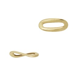 14K Gold Oval Twisted Flat Connector Link