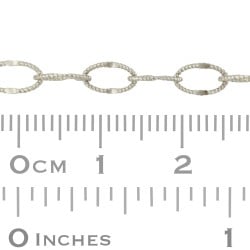 14K Gold White 4mm Twisted and Dapped Fancy Oval Chain