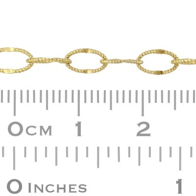 14K Gold Yellow 4mm Twisted and Dapped Fancy Oval Chain