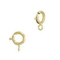 18K Gold Yellow 5.5mm Spring Ring Clasp With Attached Jump Ring