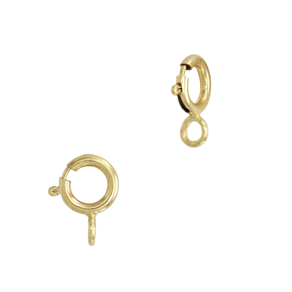 14K Gold Yellow 4.0mm Spring Ring Clasp With Attached Jump Ring