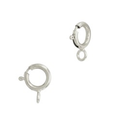 14K Gold White 5.5mm Spring Ring Clasp With Attached Jump Ring