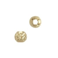 14K Gold Round Ball Faceted, Angular Sparkle Bead with No Stones