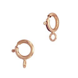 14K Gold Rose 5.9mm Spring Ring Clasp With Attached Jump Ring