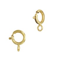 14K Gold Yellow 5.9mm Spring Ring Clasp With Attached Jump Ring