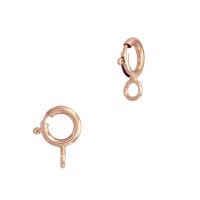 14K Gold Rose 5.0mm Spring Ring Clasp With Attached Jump Ring