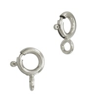 Sterling Silver White 5.0mm Spring Ring Clasp With Attached Jump Ring