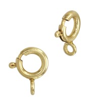 14K Gold Yellow 8.0mm Spring Ring Clasp With Attached Jump Ring
