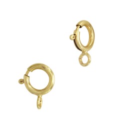 10K Gold Yellow 5.9mm Spring Ring Clasp With Attached Jump Ring