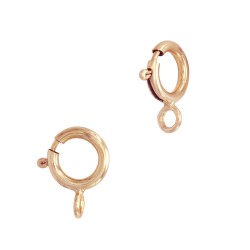 14K Gold Rose 5.9mm Spring Ring Clasp With Attached Jump Ring