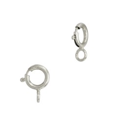 14K Gold White 5.0mm Spring Ring Clasp With Attached Jump Ring