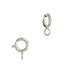 14K Gold White 4.5mm Spring Ring Clasp With Attached Jump Ring
