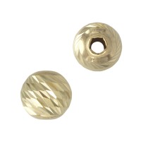 14K Gold Round Ball Faceted, Bar Cut Bead with No Stones