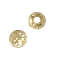 14K Gold Round Ball Faceted, Angular Sparkle Bead with No Stones