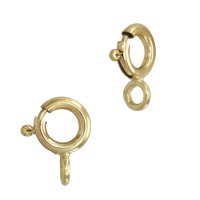14K Gold Yellow 7.0mm Spring Ring Clasp With Attached Jump Ring